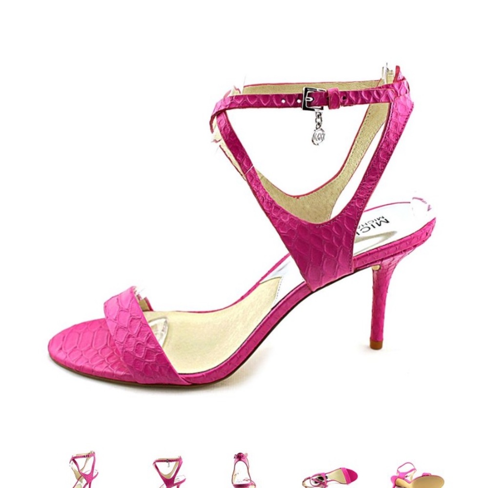 Michael Kors Kaylee Mid Heel Sandal - Hot Pink NEW